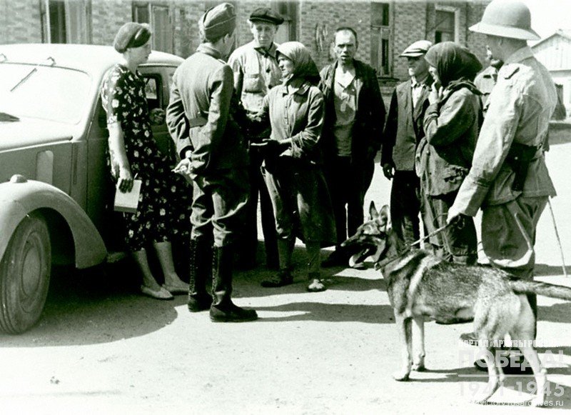 Interrogation of a group of residents of the occupied village