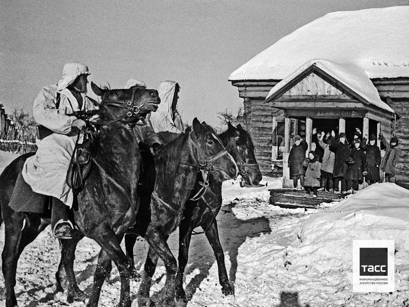 Soviet cavalrymen in Galkino Village, Smolensk Region, 1942