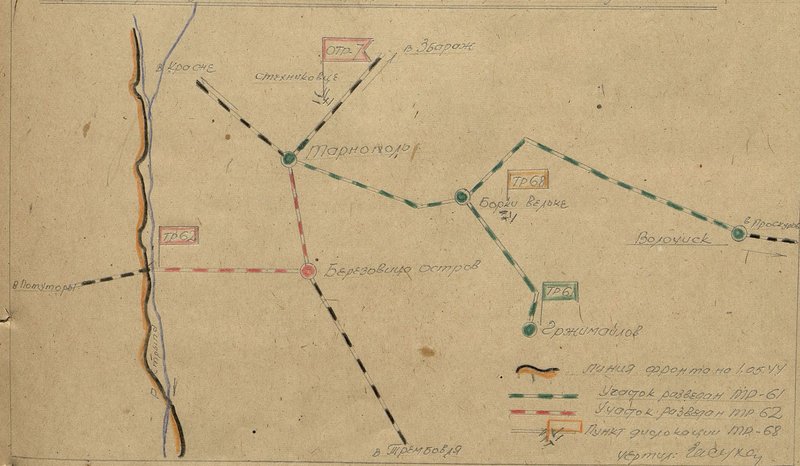 Image: Scheme of railway sections explored by the technical intelligence of the 7th railway brigade