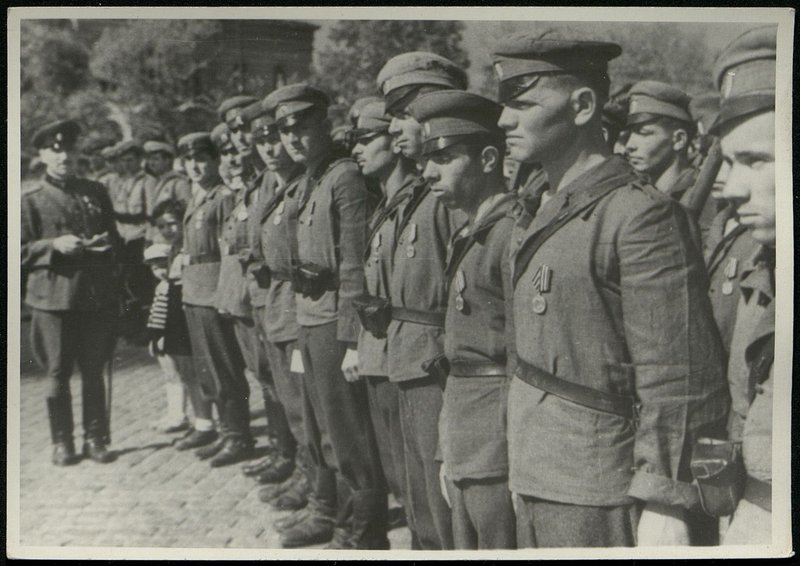 Original image: Colonel General Comrade Byuryuzov presents orders of the Soviet Union to Bulgarian generals and officers