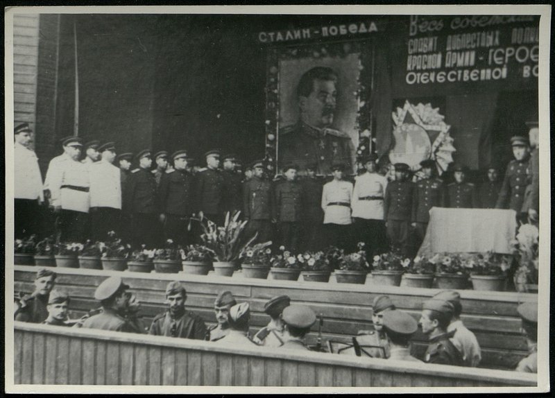 Original image: Colonel General Comrade Byuryuzov presents orders of the Soviet Union to Bulgarian generals and officers