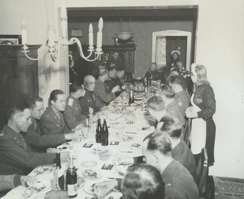 Allies at the festive table. Germany, Zerbst, 