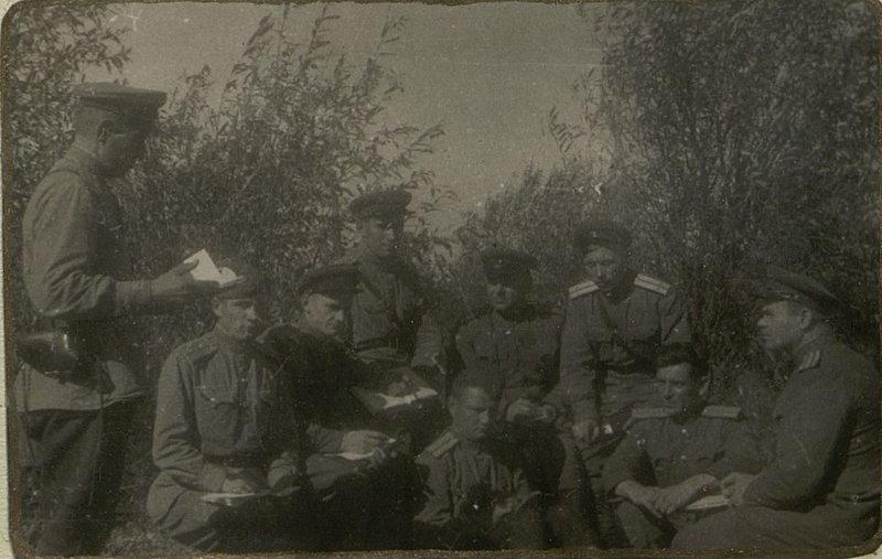Image: The head of the political department of the 8th fortified area, lieutenant colonel comrade Androshchuk, holds a meeting of the workers of the political department