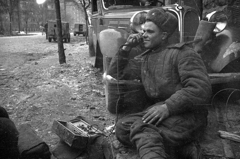 Signalmen repairing communication lines