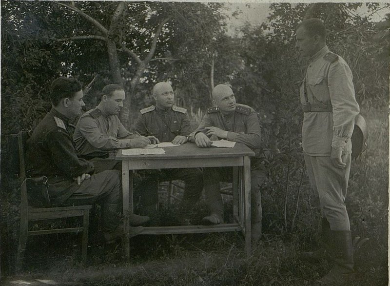 Image: Meeting of the party bureau of the battalion. Admission to the party of Lieutenant F.M. Yegorov