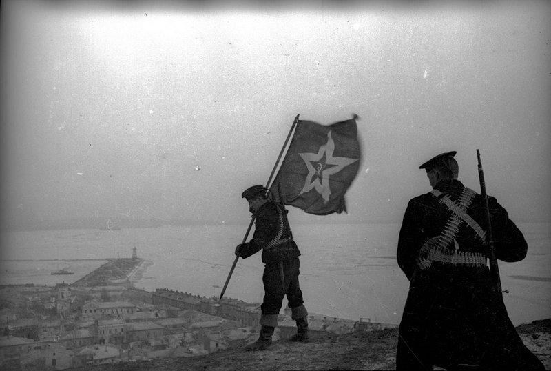 Red flag flying over the Kerch Peninsula