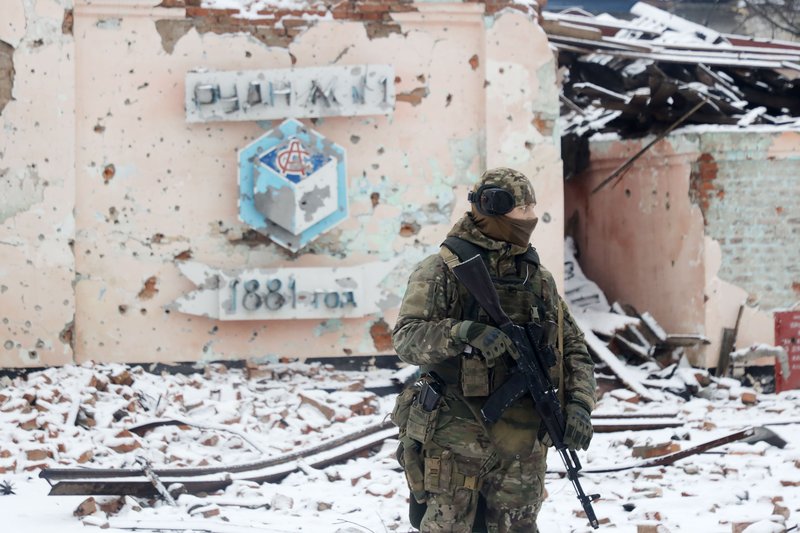 Последствия боевых действий в Соледаре (Россия, ДНР)