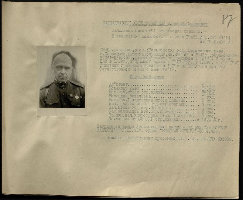 Original image: Lieutenant-Colonel Obtemperansky Alexey Sergeevich. Chief of Staff of the 391st Infantry Division