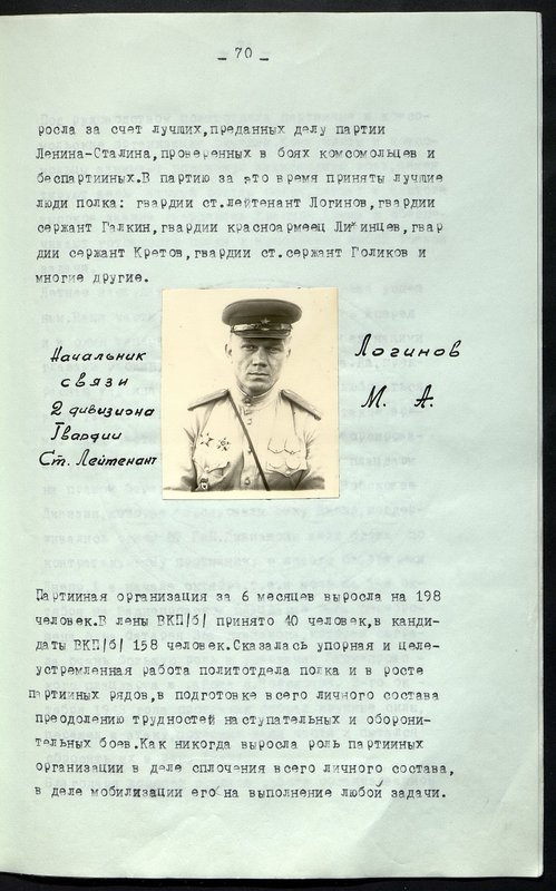 Оригинальный образ: Начальник связи 2 дивизиона Гвардии Старший лейтенант Логинов М.А.