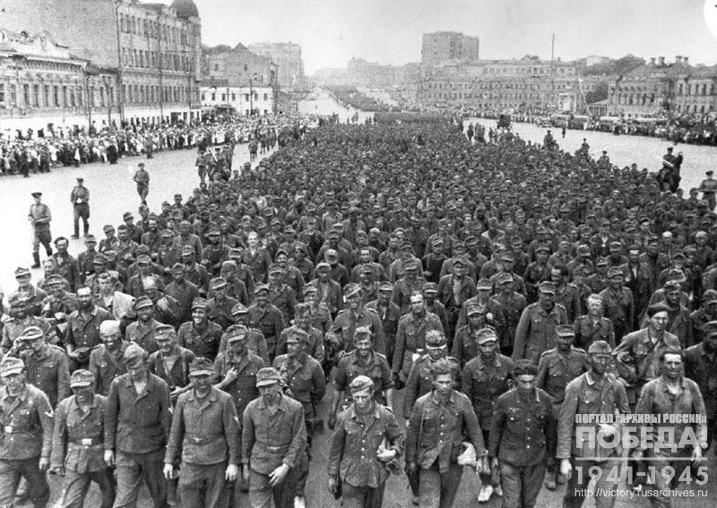 Column of German prisoners of war on the Garden Ring, Moscow, Russia