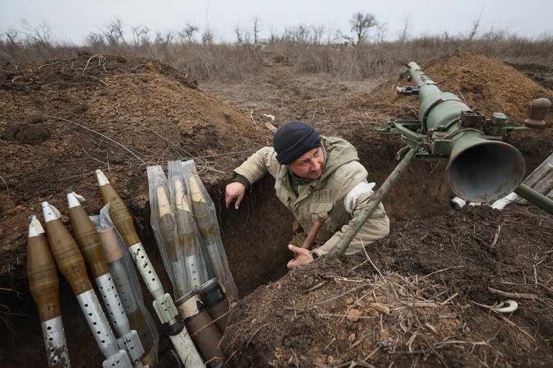 Serviceman at the abandoned positions of the Armed Forces of Ukraine in the village of Pischevik.