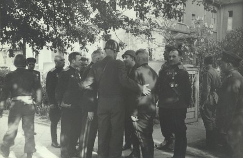 A group of generals and officers of the allied forces at a link-up of the allies. Germany, Zerbst

