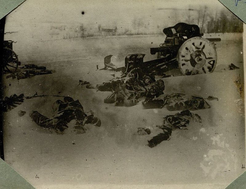 Фотография: Разбитая немецкая батарея в с. Мелтычи. (247 стрелковая дивизия)