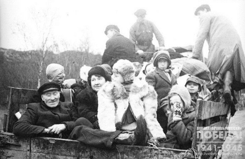 Residents of northern Norway, expelled from Kirkenes by the Nazis, return to their homelands