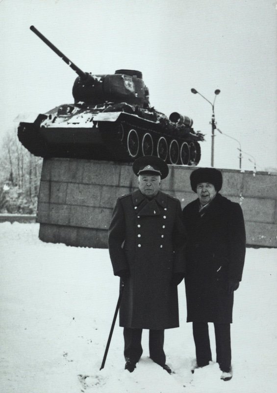 A. Beloborodov (left) with the cCommissar of the 9th Guards Rifle Division M. Bronnikov