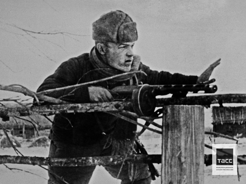 Reconnaissance platoon commander Foreman Nikolai Berezovoy during one of the partisan raids of Sergei Iovlev's detachment