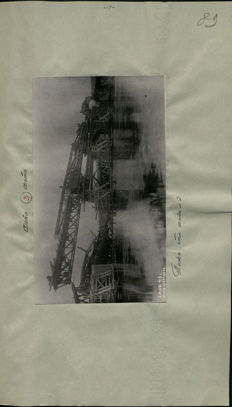 Original image: Rolling trusses with a jib crane on a bridge over the Oder river