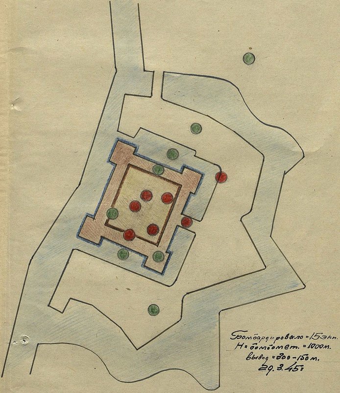 Image: Scheme of the rushing position of bombing the fortress Danzig sowing. Weichselmünde during dive bombing "Airacobra"
