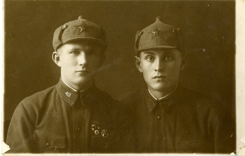 "V.T. Ogryzko (on the right) - cadet of Saratov Military Border Guard School."