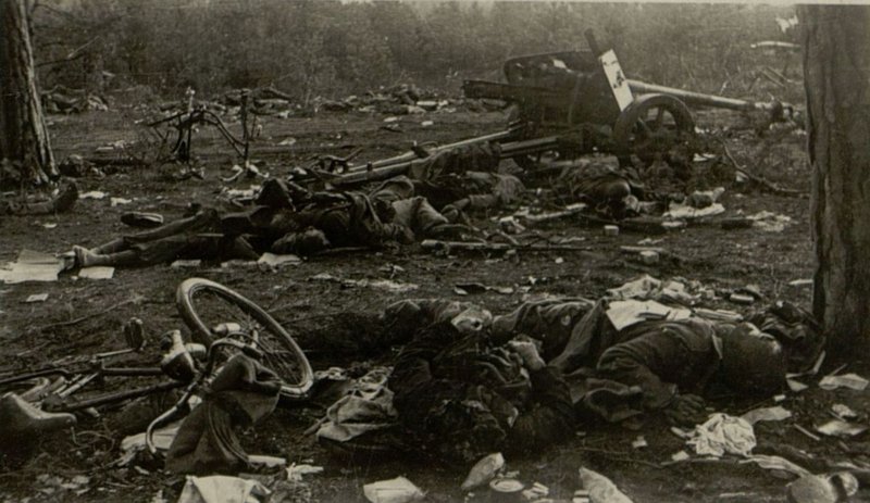 Фотография: Разгром группы немецких войск юго-восточнее г. Берлина. На полях битвы - тысячи вражеских трупов и разбитая немецкая техника