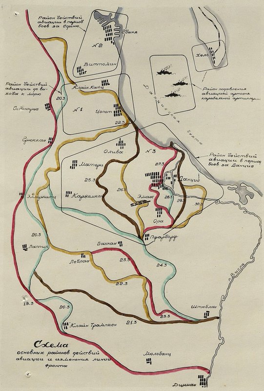 Image: Diagram of the main areas of aviation and changes in the front line