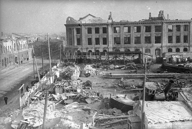 Destroyed tobacco factory in Kerch