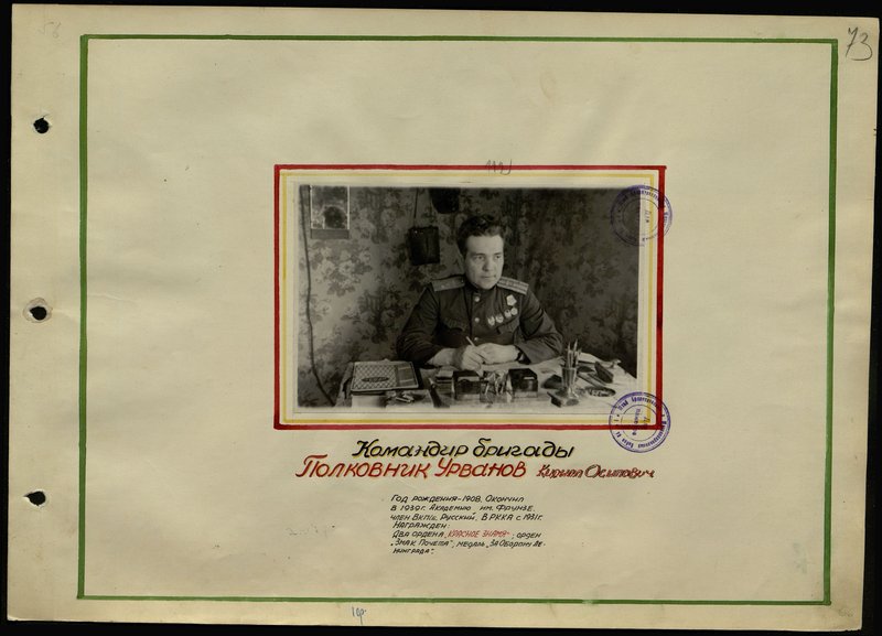 Original image: Brigade Commander Colonel Urvanov Kirill Osipovich