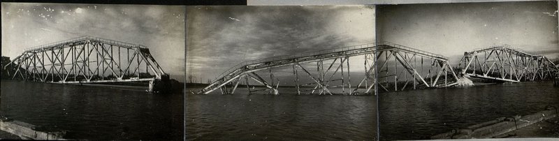 Фотография: Общий вид разрушенного металлического моста