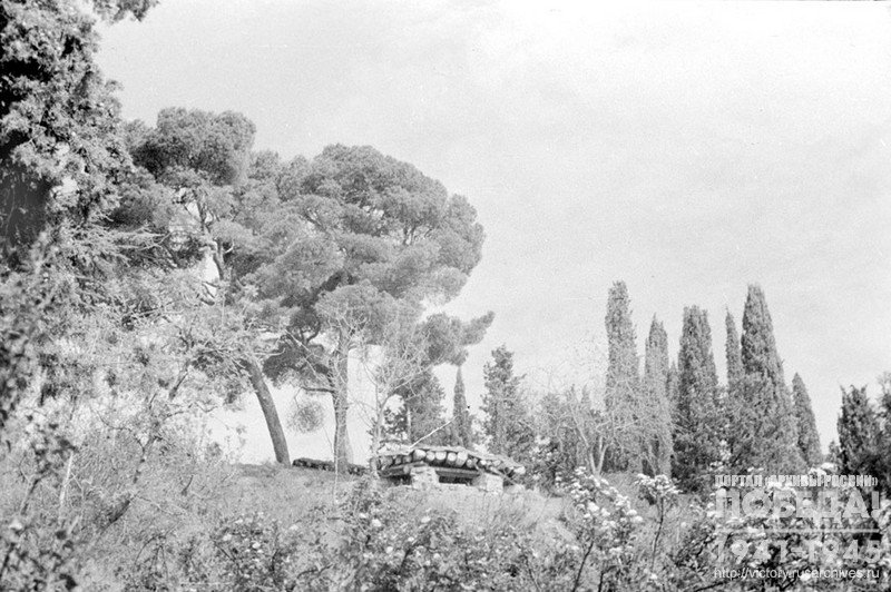 View of the German pillbox. Gurzuf, 1944