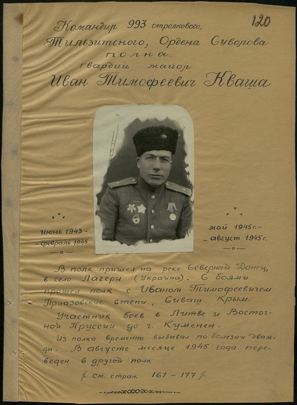 Original image: Commander of the 993 Rifle Tilsit, Order of Suvorov Guards Regiment, Major Ivan Timofeevich Kvasha