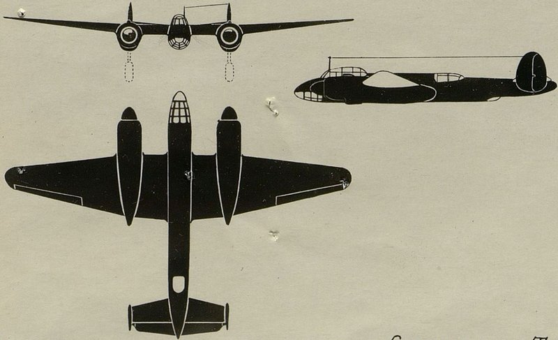 Фотография: Силуэт самолета Ту-2 2 АШ-82 ФН