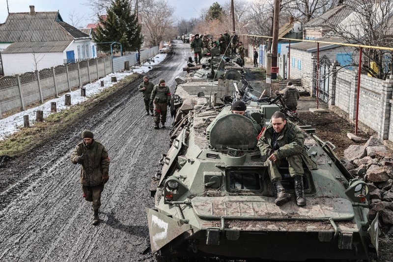 Village Svobodnoe, passed under control of the DPR. Servicemen of the DPR people's militia on the territory of the village.