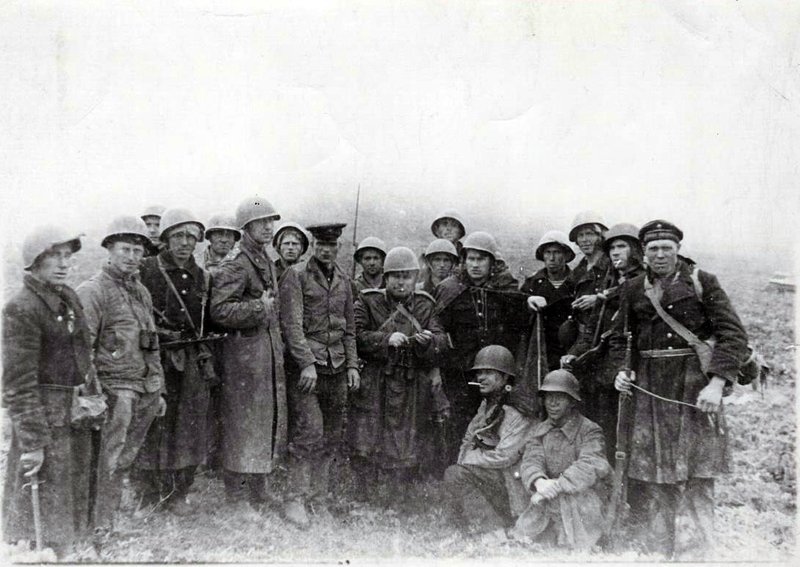 Soldiers of the Combined Marine Battalion of the Kamchatka defense region after the battle for Shumshu Island