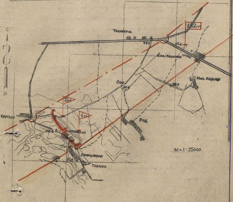 Image: The layout of the combat formations of the 192 guards rifle regiment at 14:00 on January 17, 1944.