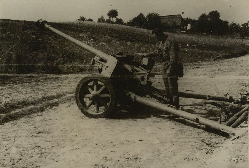 Image: 75 m / m direct fire gun destroyed in the area of Sokal