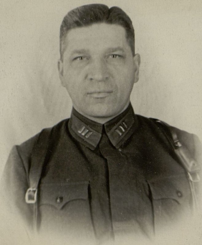 Image: Head of the Political Department of the brigade - senior battalion commissar Mikhail Borisovich Sviridov