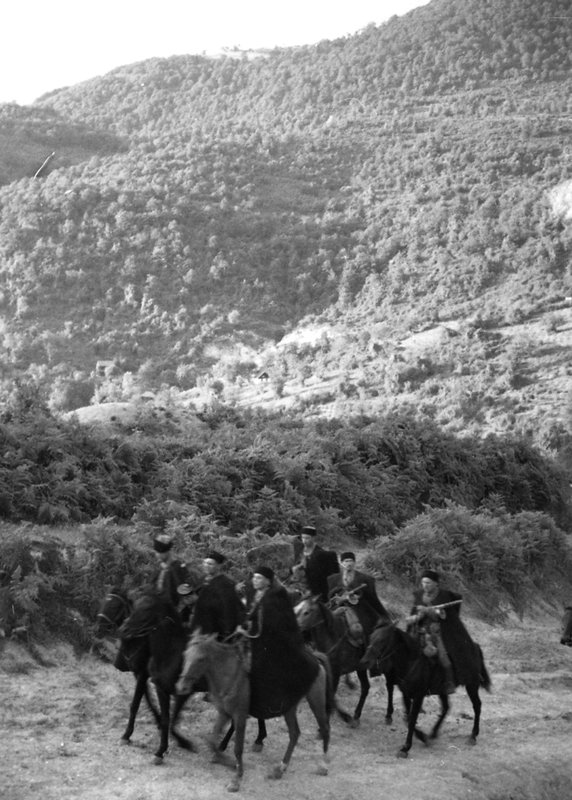A cossack patrol in the Caucasian foothills