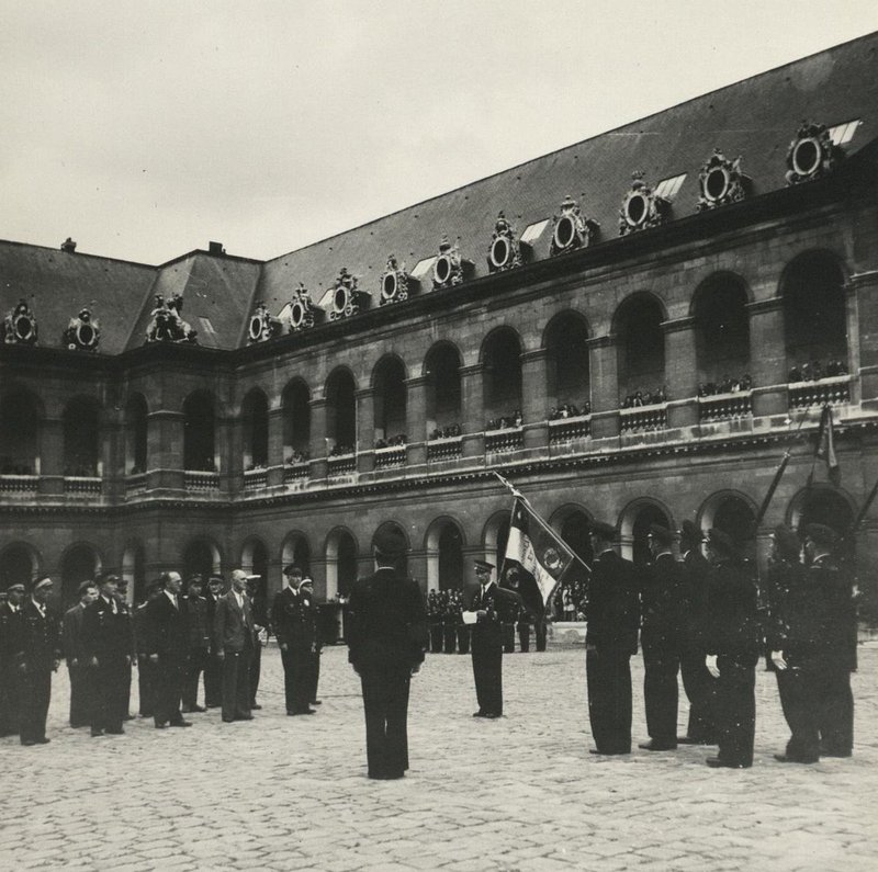 The solemn ceremony of presentation the Order of the Legion of Honor to the flag of the Normandie-Niemen Regiment