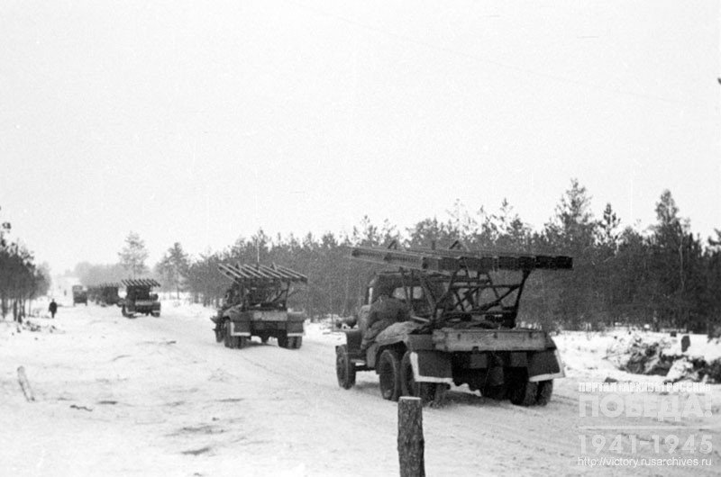 Convoy of multiple rocket launchers (Katyusha) is heading to the front line