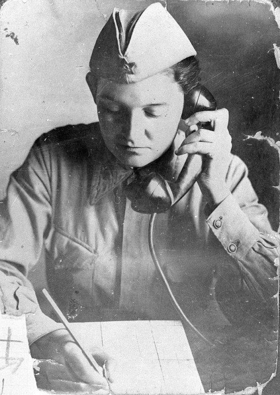 Zharova, a dispatcher at the headquarters of the all-female 46th Taman Guards Night Bomber Aviation Regiment