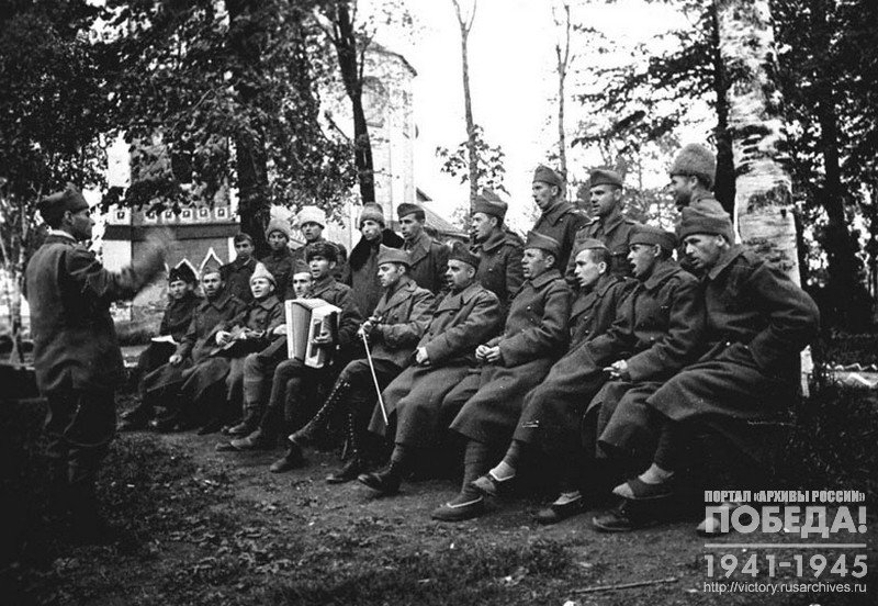 Choir of Hungarian prisons of the war from camp№160 at a rehearsal