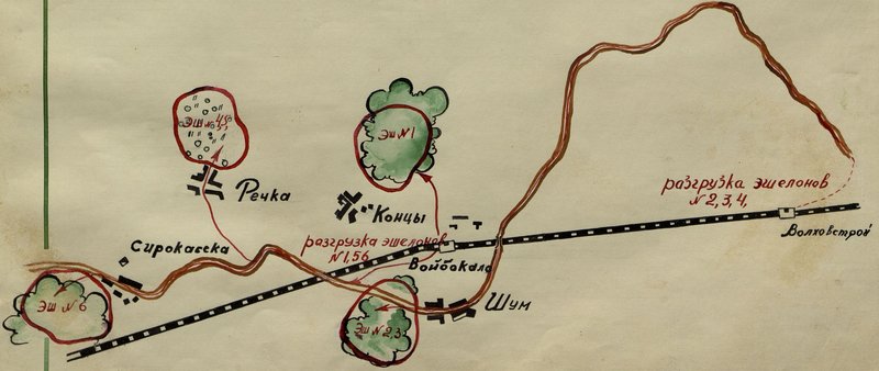 Image: Layout of the concentration of the 16th tank brigade after unloading