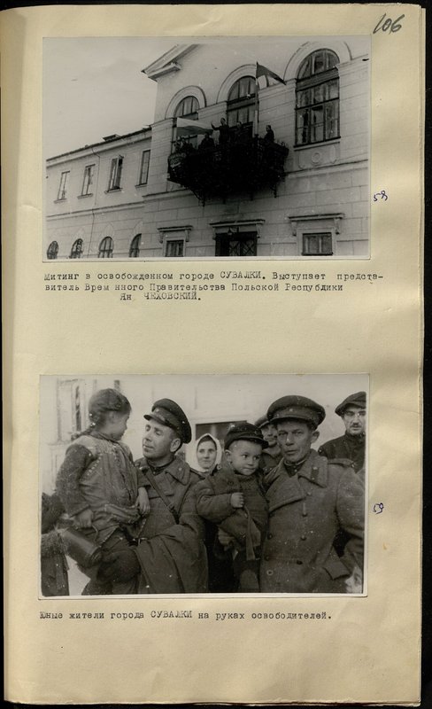 Original image: Rally in the liberated city of Suwalki. Speaker is the representative of the Provisional Government of the Polish Republic Jan Chekhovsky