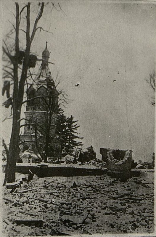 Image: Church destroyed by the Germans in the village of Glazovo