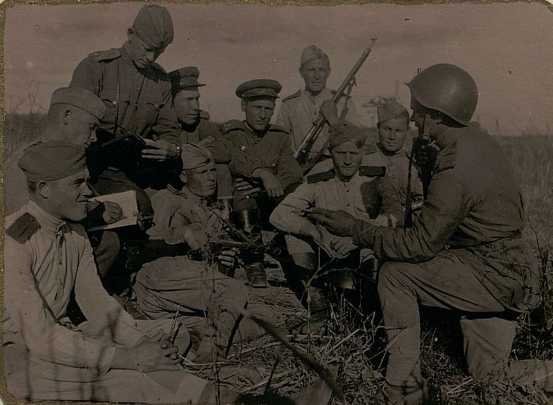 Image: Meeting of the party bureau of the 404th rifle regiment Party organizer of the regiment comrade Yuzhakov makes a report on the vanguard role of the communists in battle