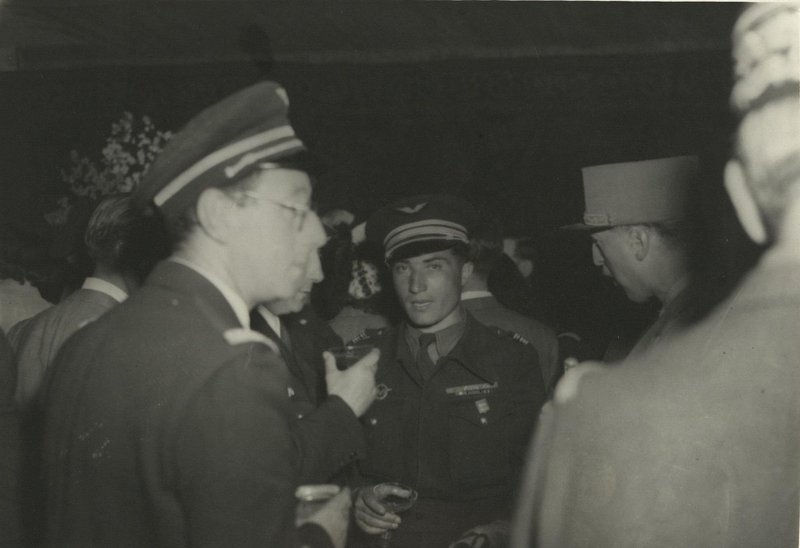 Pilots of the Normandie-Niemen Air Regimentat a festive buffet reception 
