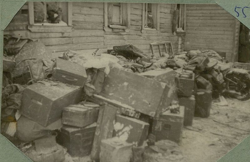Image: Ammunition boxes thrown by the Germans