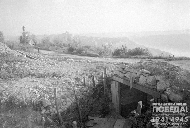 View of the German trenches near Sevastopol. Village of Simeiz, 1944