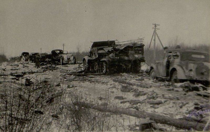 Image: German column of the anti-tank battalion, defeated in Podberezie