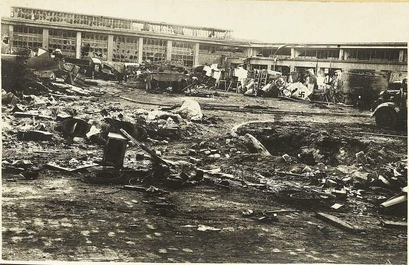 Image: General view of the destroyed aircraft repair shops in the city of Gdynia (bombs FAB-50, AO-25)